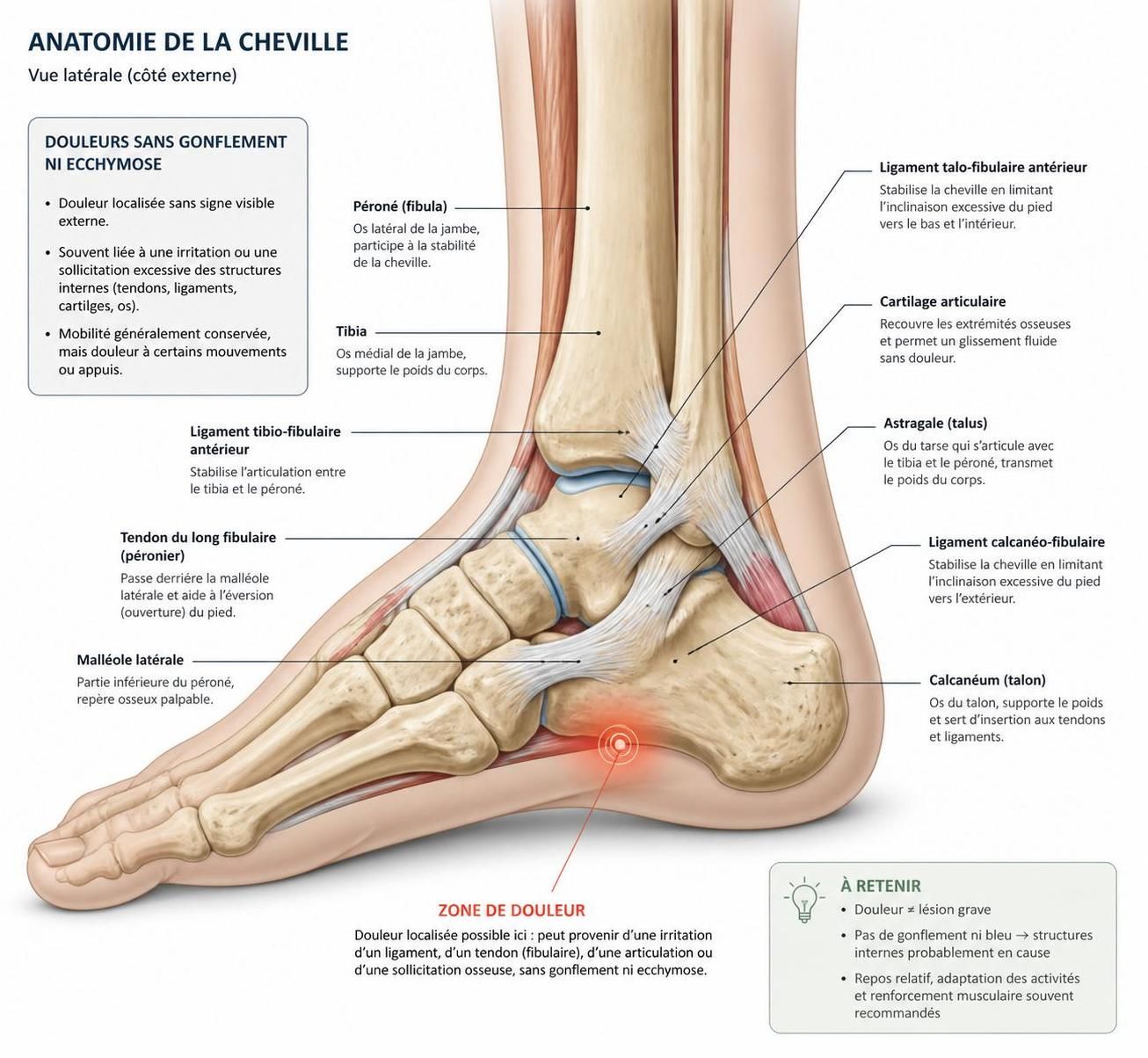 découvrez les causes possibles d'une douleur à la cheville sans gonflement ni bleu, ainsi que les symptômes associés et les conseils pour mieux comprendre et gérer cette douleur.