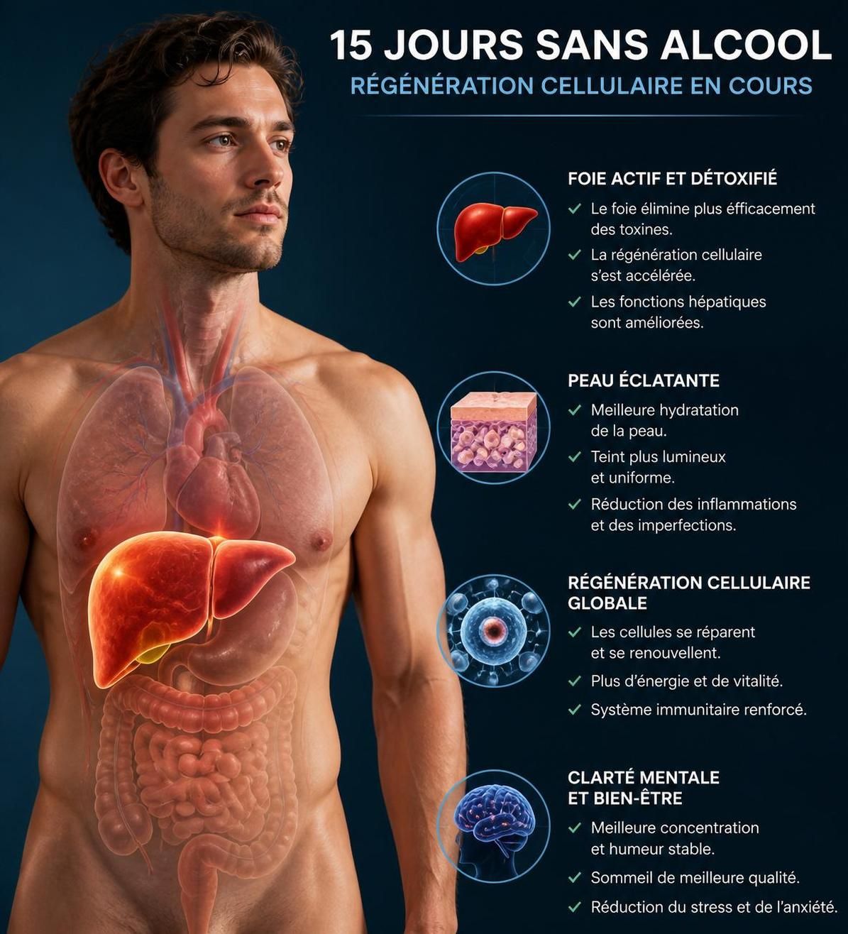 découvrez les changements physiques et mentaux observés après 15 jours sans alcool, ainsi que les bénéfices pour votre santé et votre bien-être.