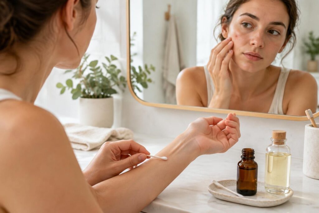 découvrez quelles huiles essentielles appliquer sur un bouton, comment les diluer et quelles précautions prendre pour protéger votre peau.